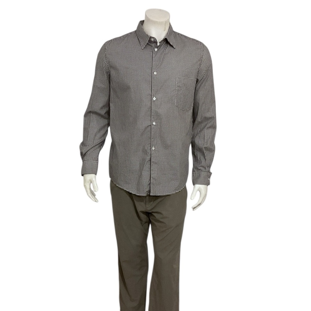 Golden Goose Men’s Black Mini Check Button Shirt